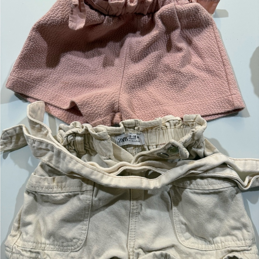 Zara Pink and Cream Baby Shorts Set